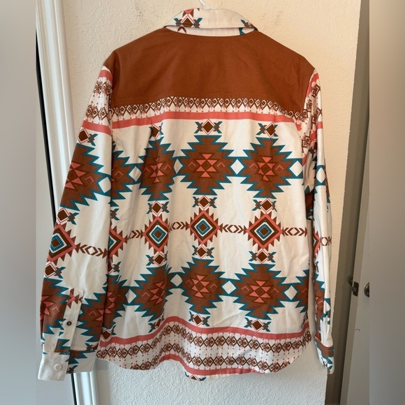Magellan Campfire Flannel Aztec Southwest Shacket Jacket Shirt Womens Size XL - Picture 5 of 7